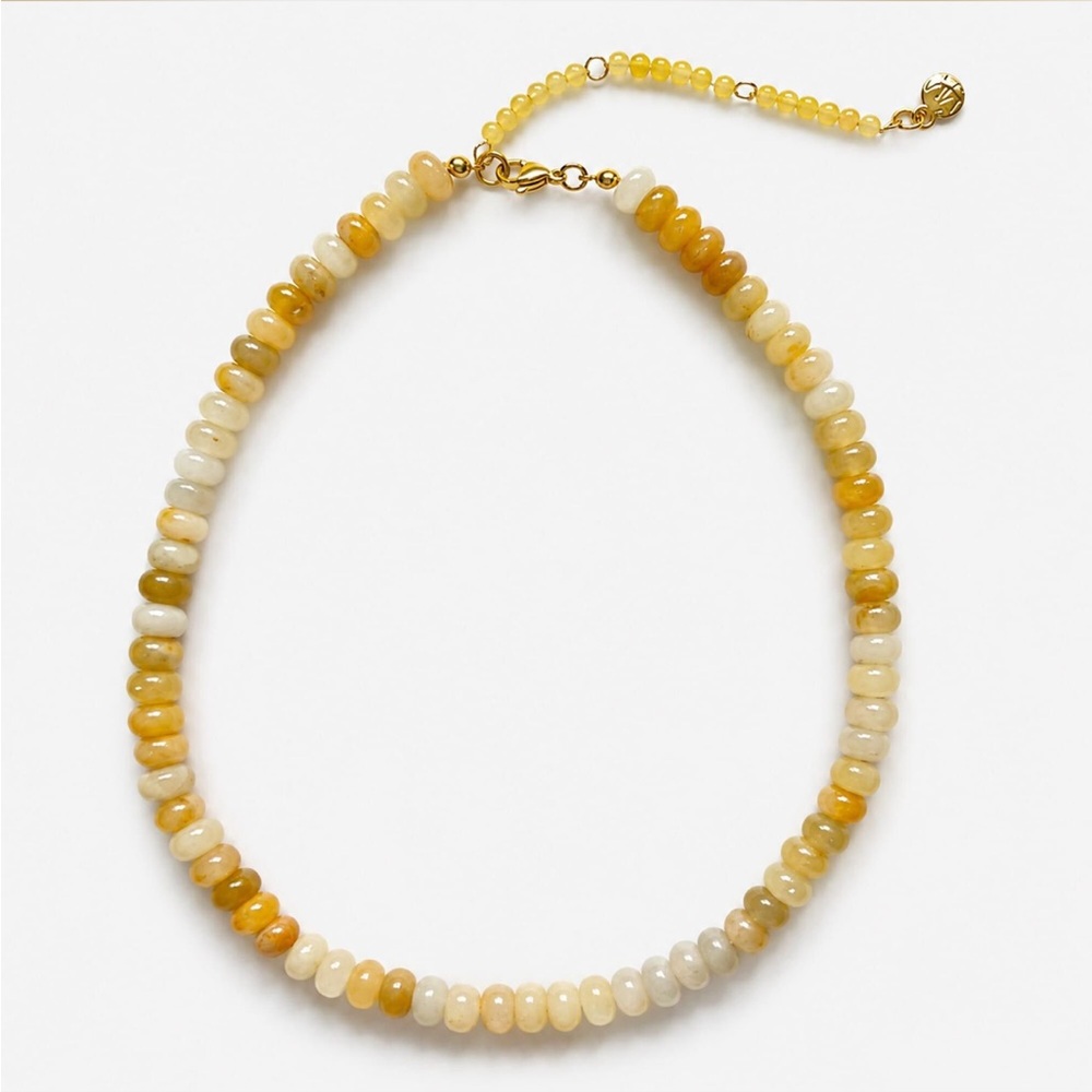 Yellow Agate Bead Necklace with Gold Accents - Unbranded